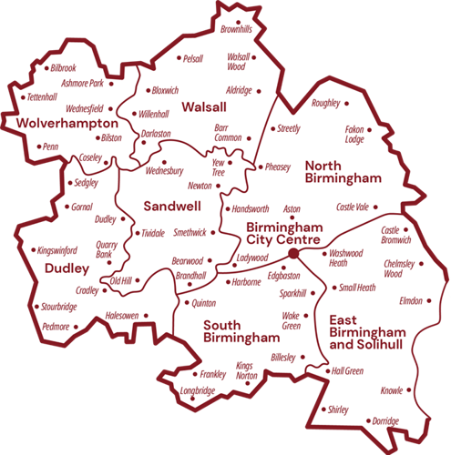 Geographical map of the area covered by the service